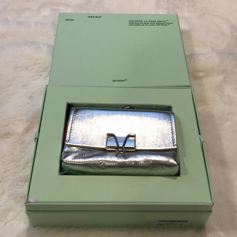 Off-White Laminate Soft Silver Small Bag, NWT